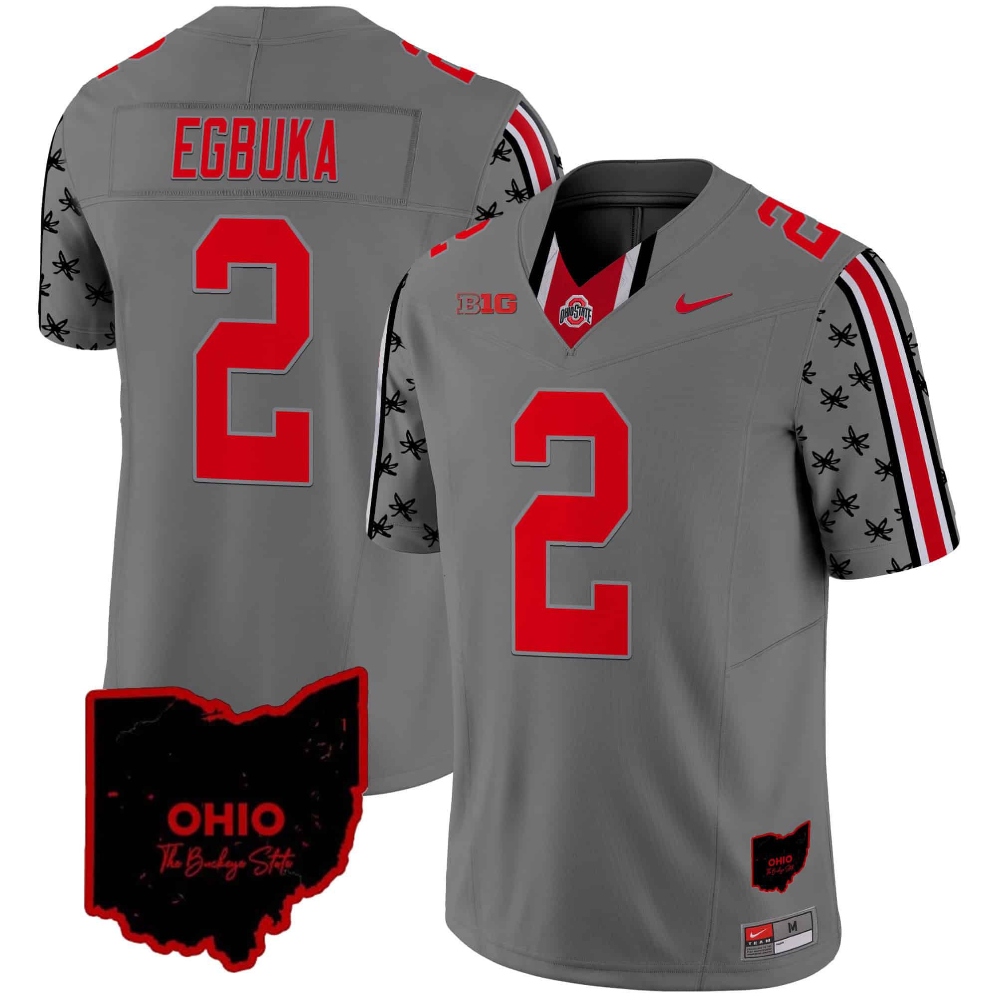 Men Ohio State Buckeyes #2 Egbuka Grey 2024 Nike Home Patch Vapor Limited NCAA Jersey